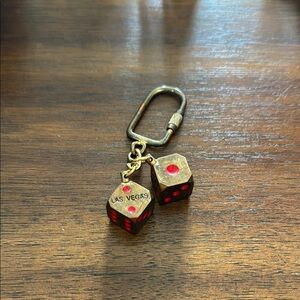 Las Vegas Gold and Red Dice Keychain